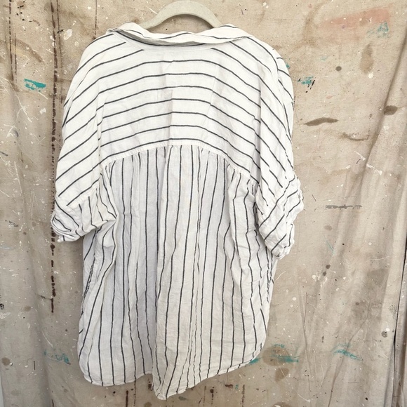 J Crew Relaxed-Fit Short-Sleeve Baird McNutt Irish Linen Shirt, Graphite Stripe - Picture 4 of 4